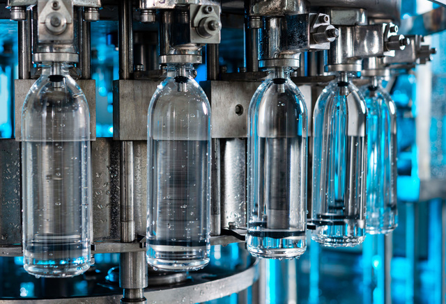 Water bottling line for processing and bottling pure spring water into green glass small bottles